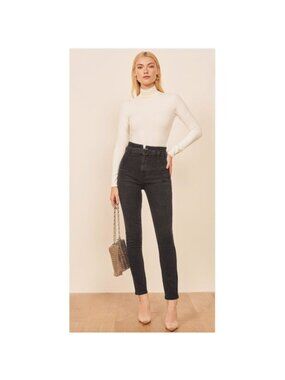 Reformation Kayo High & Skinny Jeans Womens 25 Black Erie Wash Full Length